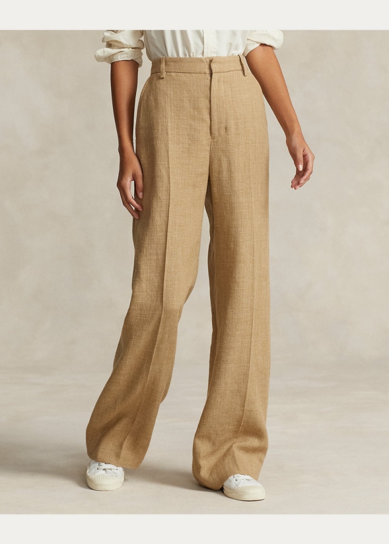 Pantalones Silk-Linen Anchos-Leg Pant Mujer Marrom | KAMI72650 - vista 2