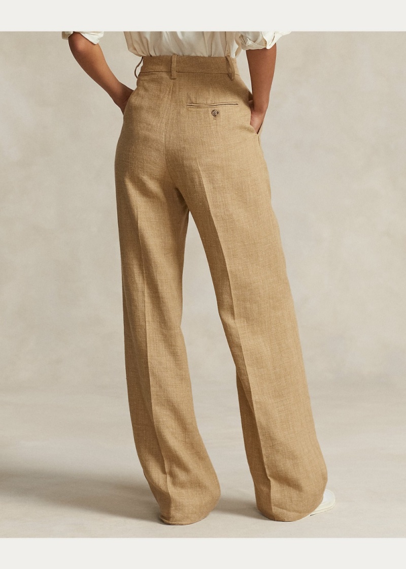 Pantalones Silk-Linen Anchos-Leg Pant Mujer Marrom | KAMI72650 - vista 3