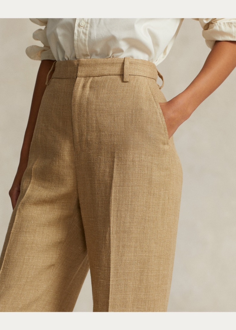 Pantalones Silk-Linen Anchos-Leg Pant Mujer Marrom | KAMI72650 - vista 4