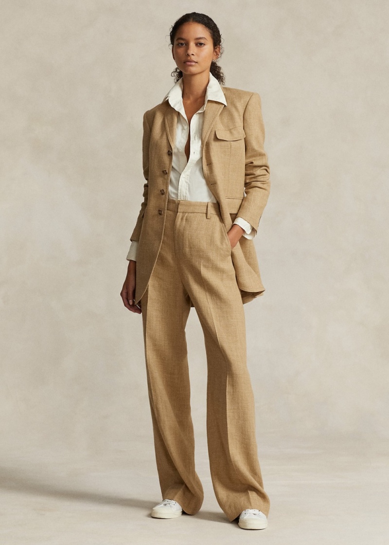 Pantalones Silk-Linen Anchos-Leg Pant Mujer Marrom | KAMI72650 - vista 1