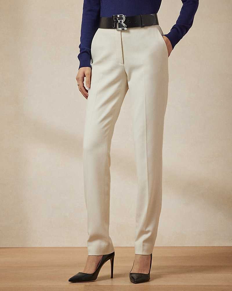 Pantalones Ralph Lauren Simone Wool Crepe Mujer Creme | AWKGZTC-65 - vista 3