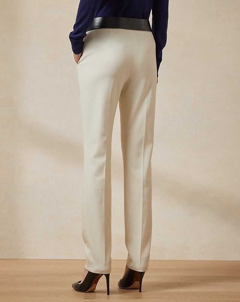 Pantalones Ralph Lauren Simone Wool Crepe Mujer Creme | AWKGZTC-65 - vista 4