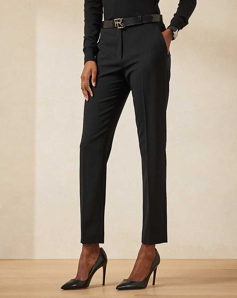 Pantalones Ralph Lauren Simone Wool Crepe Mujer Negros | DNZQFGY-10 - vista 3