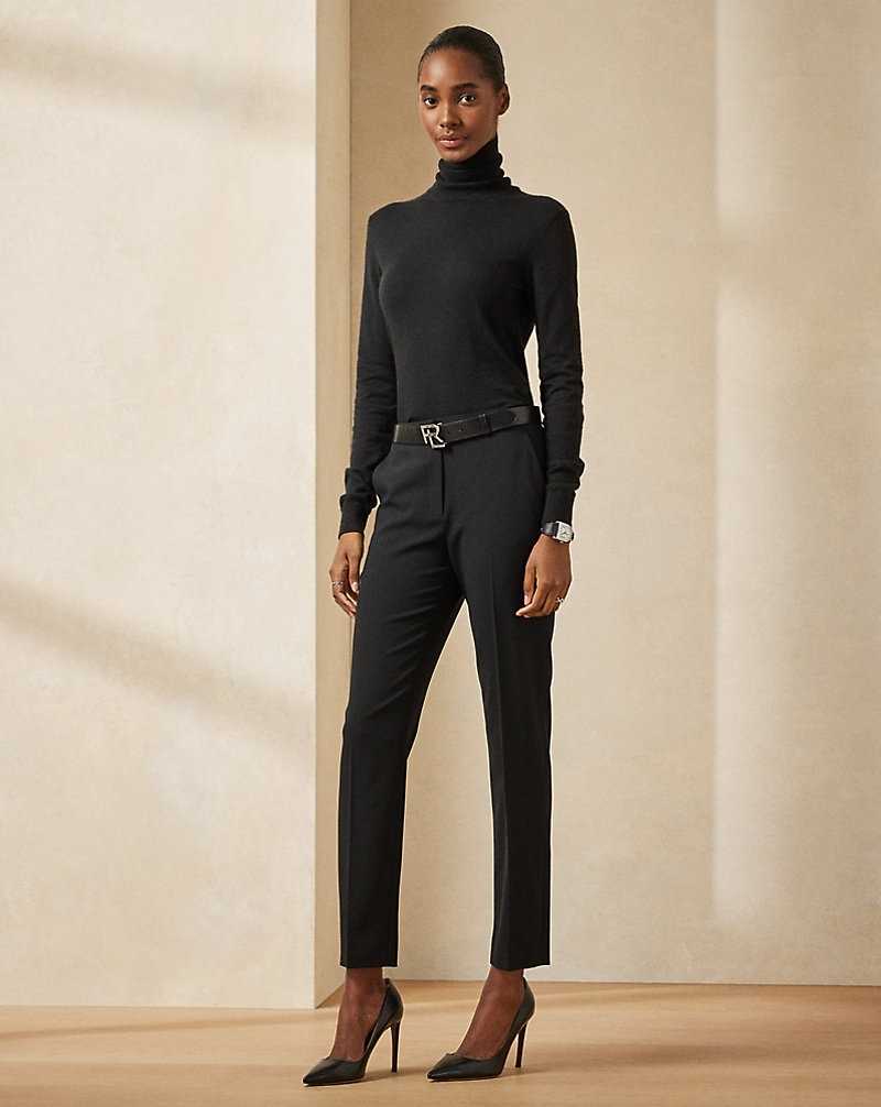 Pantalones Ralph Lauren Simone Wool Crepe Mujer Negros | DNZQFGY-10 - vista 1