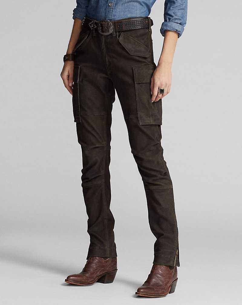 Pantalones Ralph Lauren Skinny Suede Cargo Mujer Negros Marrom | AECWZBO-95 - vista 3