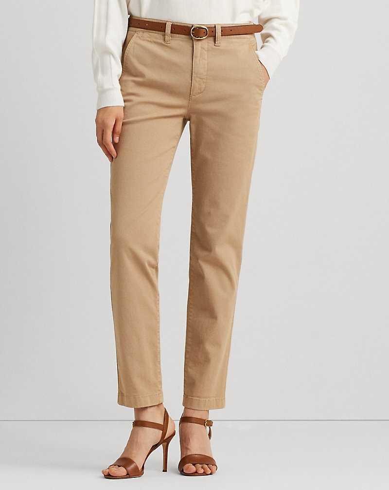 Pantalones Ralph Lauren Slim Fit Stretch Chino Mujer Birch Tan | FNQRIET-02 - vista 3