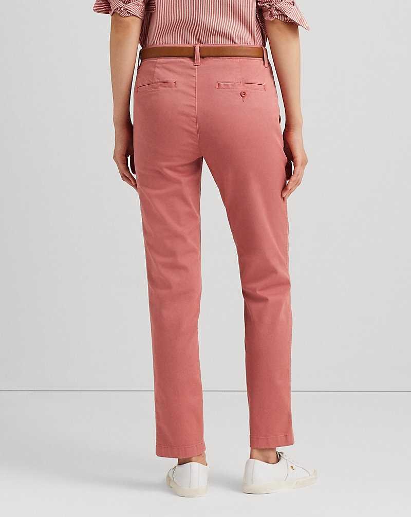Pantalones Ralph Lauren Slim Fit Stretch Chino Mujer Rosas | NPSMQUR-84 - vista 4