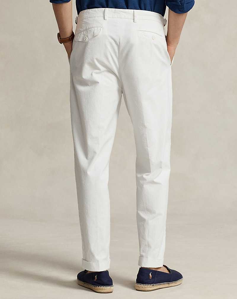 Pantalones Ralph Lauren Slim Tapered Fit Pleated Twill Hombre Blancos | FAROLUP-64 - vista 4