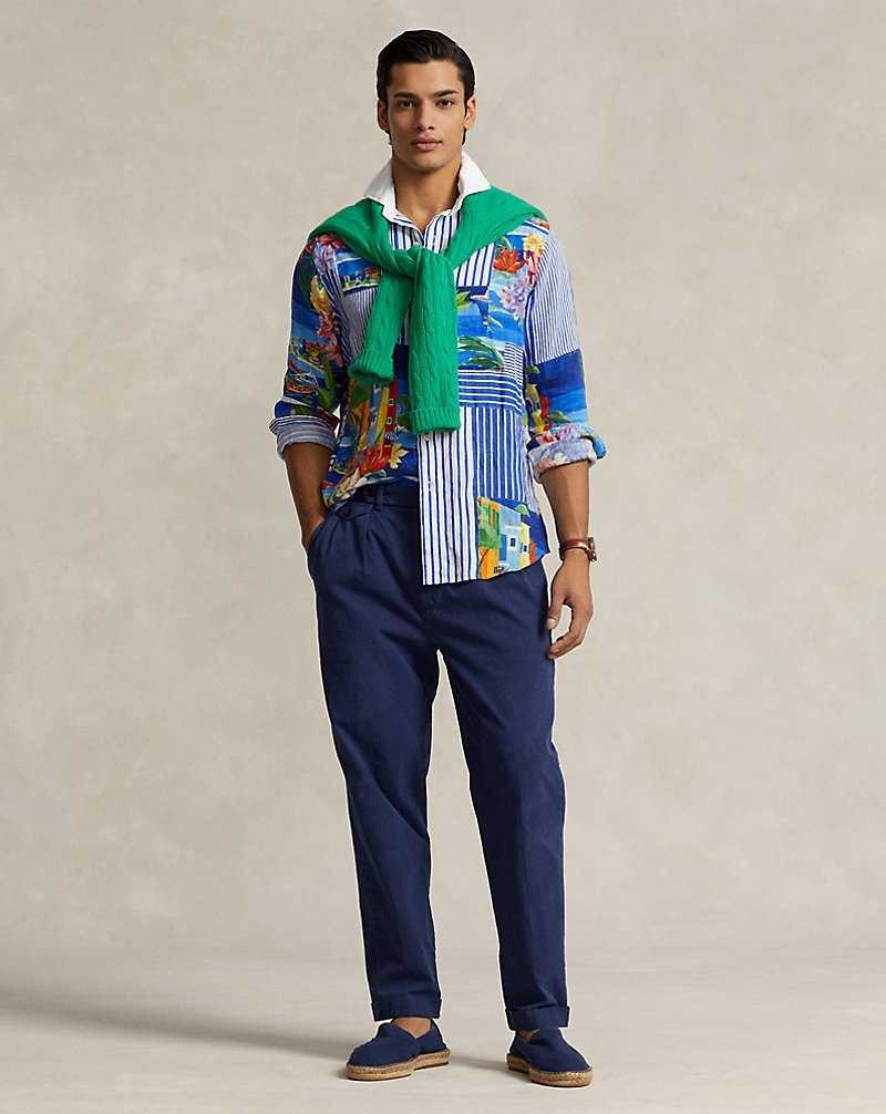 Pantalones Ralph Lauren Slim Tapered Fit Pleated Twill Hombre Azul Marino | EZGQCNM-19 - vista 1