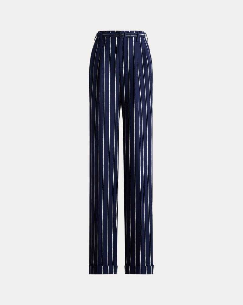 Pantalones Ralph Lauren Stamford Striped Linen-Cotton Mujer Lux Navy/Cream | VLDGPNB-01 - vista 2