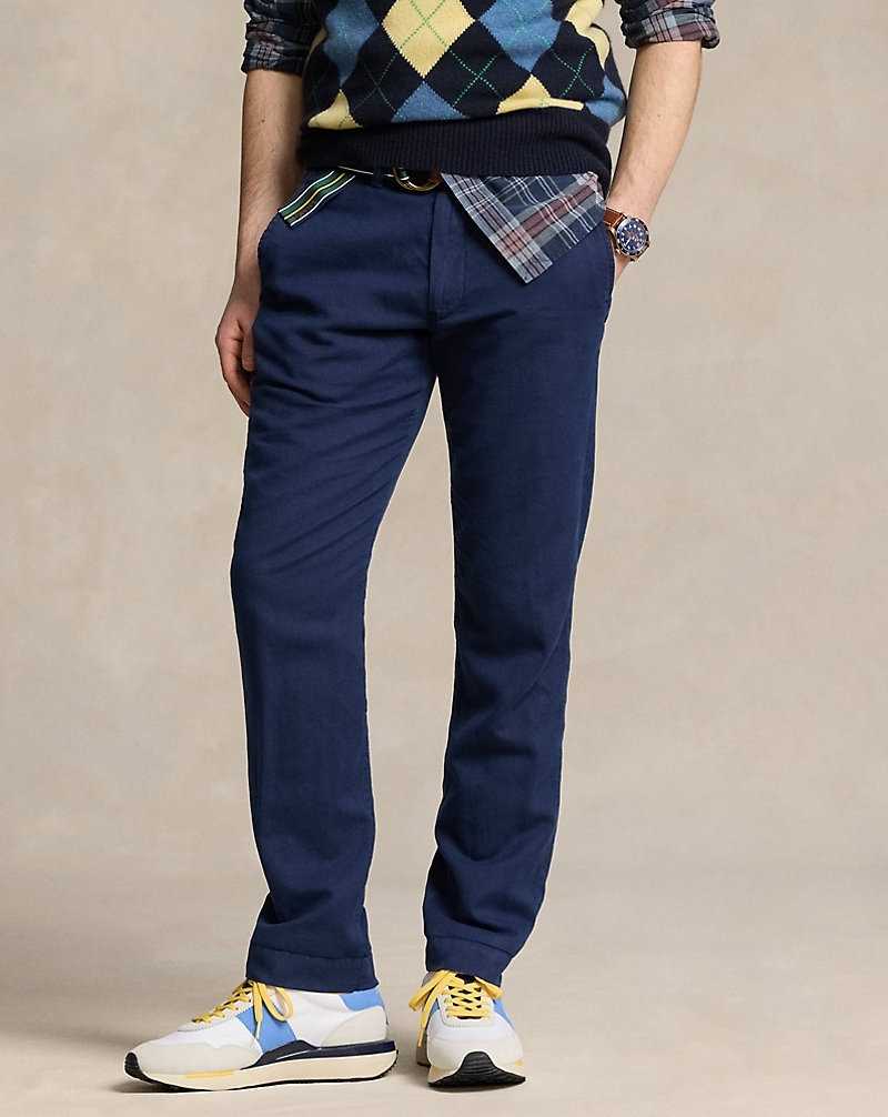 Pantalones Ralph Lauren Straight Fit Linen-Cotton Hombre Azul Marino | GTORVES-97 - vista 3