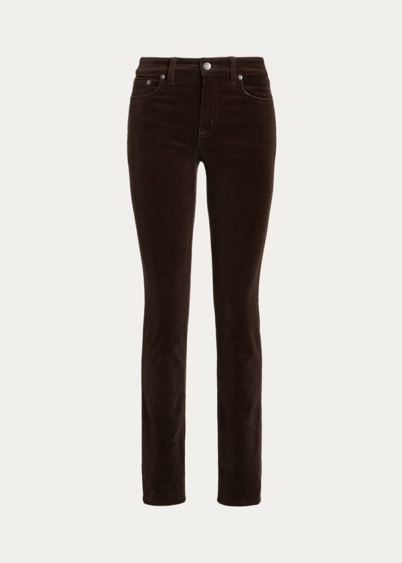 Pantalones Stretch Corduroy Mid-Rise Directo Mujer Marrom | BFDJ59806 - vista 1