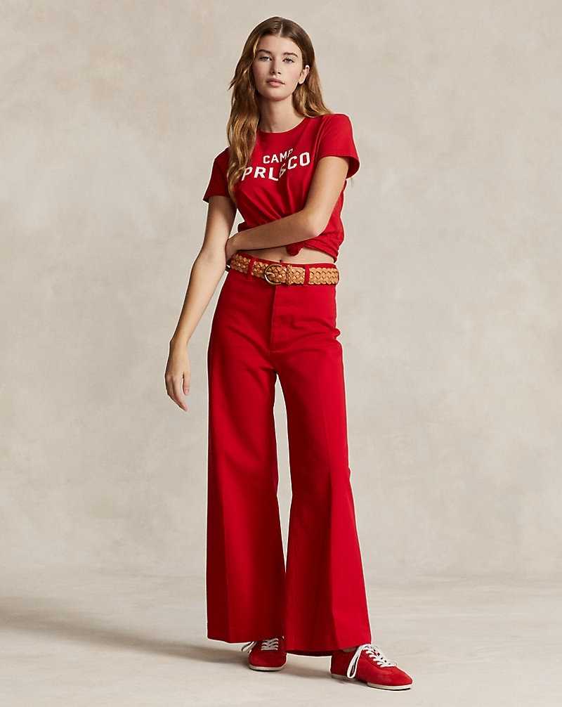 Pantalones Ralph Lauren Stretch Cotton Twill Wide-Leg Crop Mujer Rojos | DCVGMEA-71 - vista 1