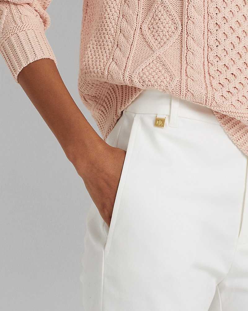 Pantalones Ralph Lauren Stretch Cotton-Blend Mujer Blancos | TACYPRW-53 - vista 5