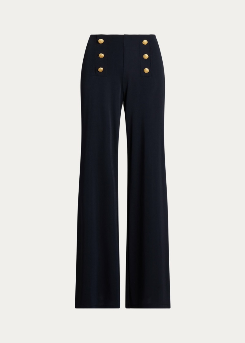 Pantalones Stretch Jersey Anchos-Leg Mujer Azul Marino | TOVD04869 - vista 2
