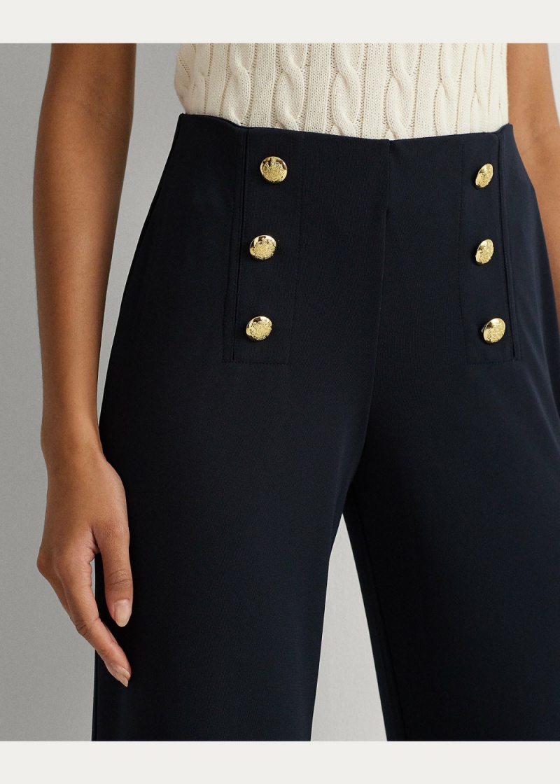 Pantalones Stretch Jersey Anchos-Leg Mujer Azul Marino | TOVD04869 - vista 3
