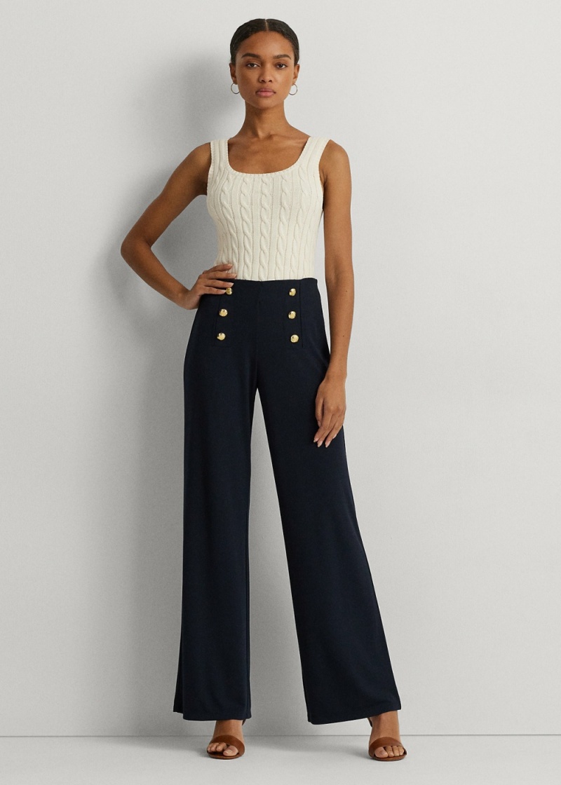 Pantalones Stretch Jersey Anchos-Leg Mujer Azul Marino | TOVD04869 - vista 1