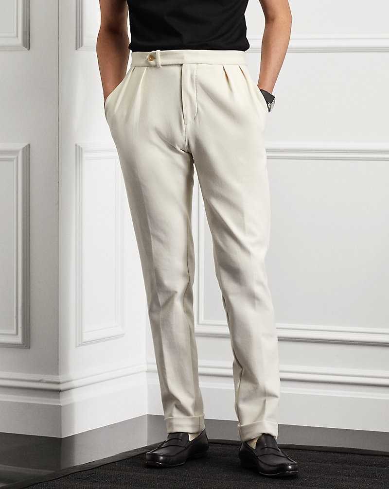 Pantalones Ralph Lauren Stretch Jersey Hombre Creme | QMZWTFH-07 - vista 3