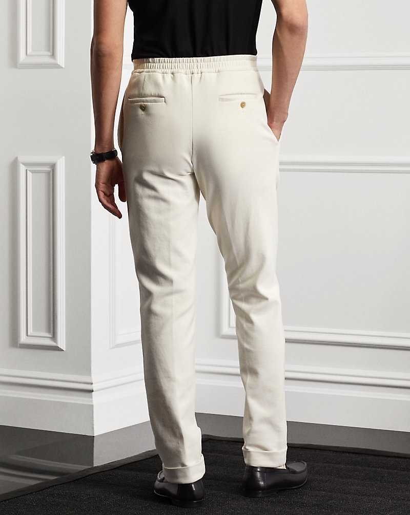 Pantalones Ralph Lauren Stretch Jersey Hombre Creme | QMZWTFH-07 - vista 4