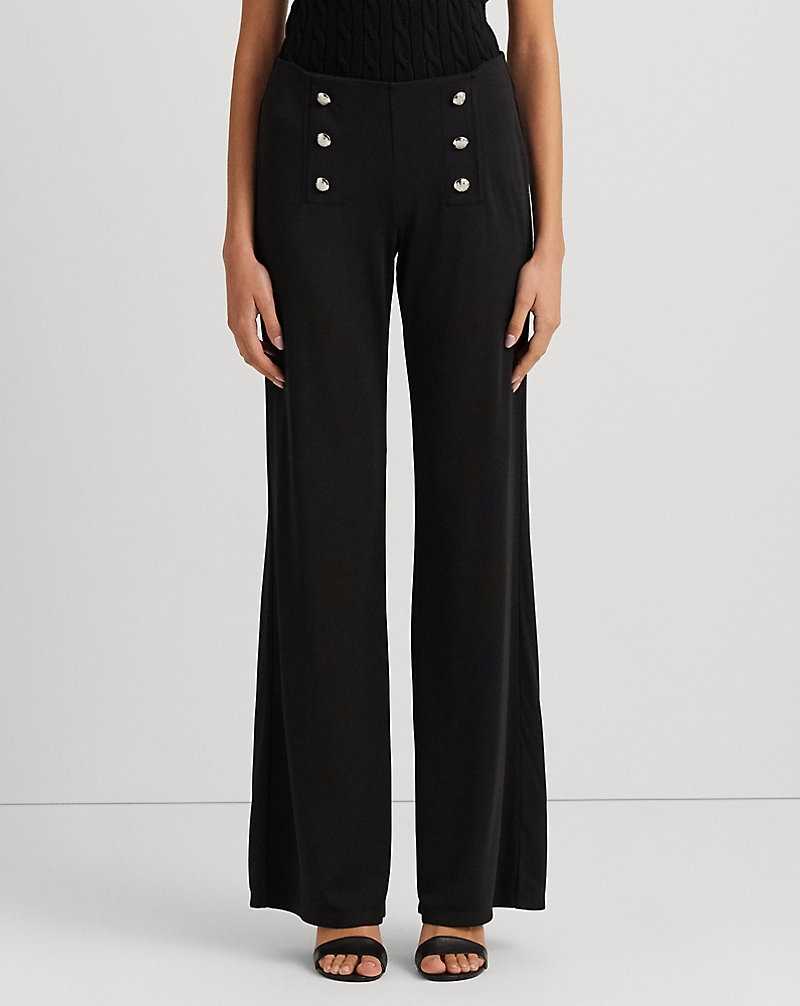 Pantalones Ralph Lauren Stretch Jersey Wide-Leg Mujer Negros | GOBELWK-46 - vista 3