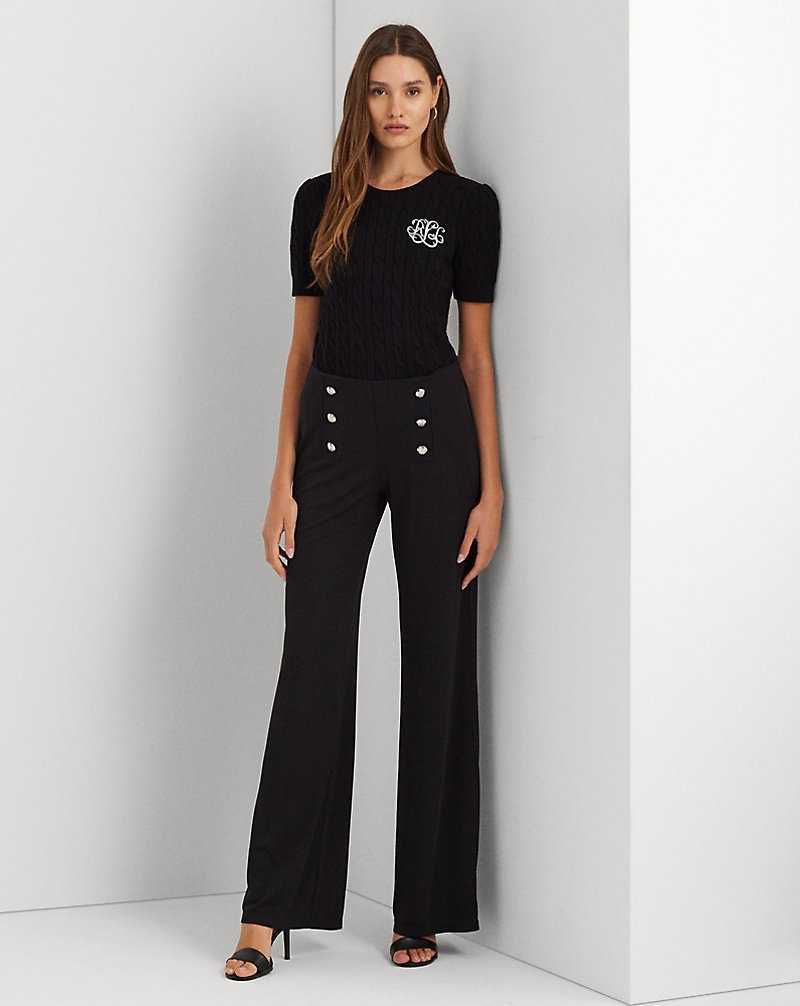 Pantalones Ralph Lauren Stretch Jersey Wide-Leg Mujer Negros | GOBELWK-46 - vista 1