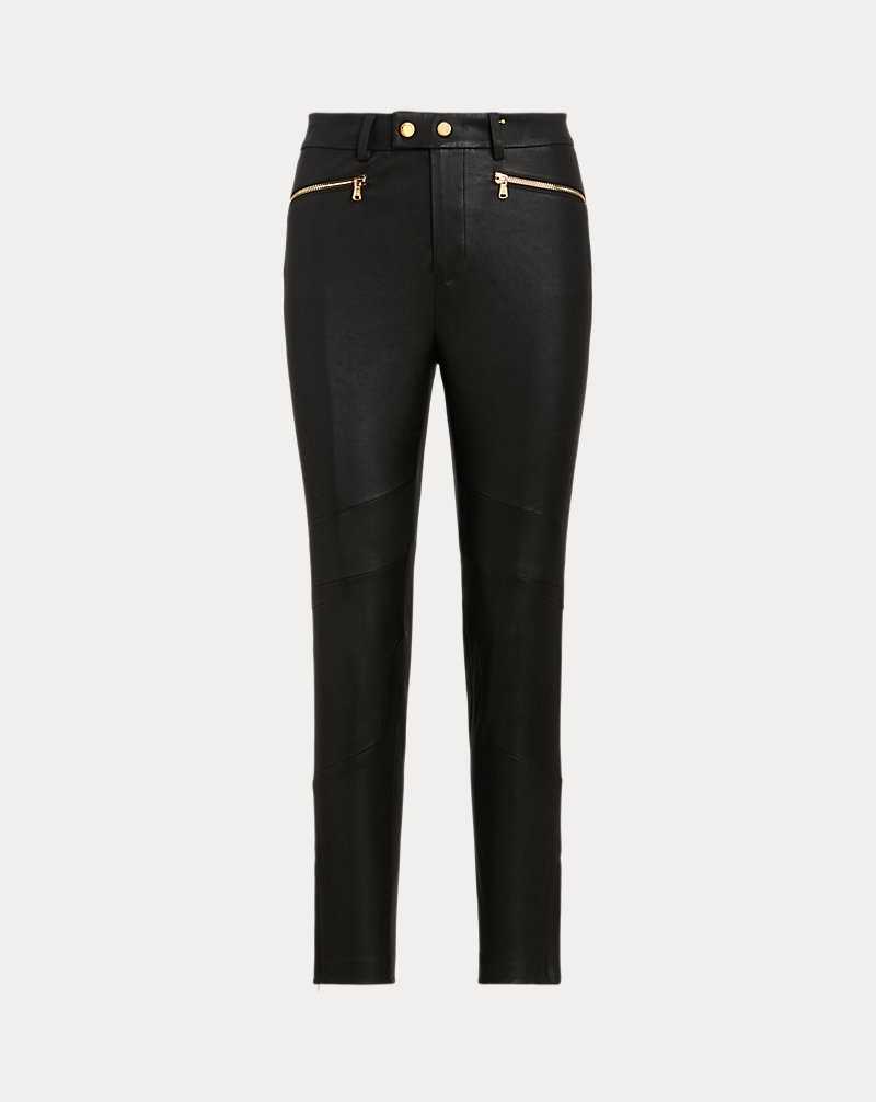 Pantalones Ralph Lauren Stretch Leather Skinny Ankle Mujer Negros | YWJFNLI-91 - vista 2