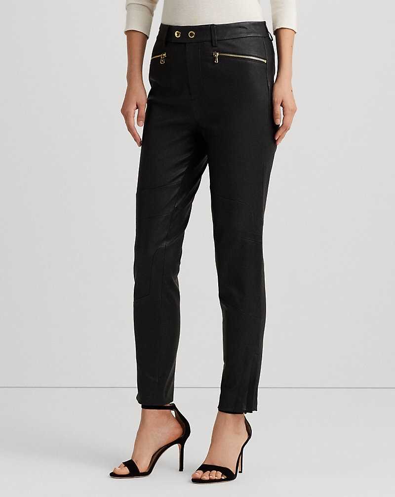 Pantalones Ralph Lauren Stretch Leather Skinny Ankle Mujer Negros | YWJFNLI-91 - vista 3