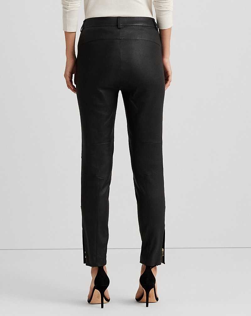Pantalones Ralph Lauren Stretch Leather Skinny Ankle Mujer Negros | YWJFNLI-91 - vista 4