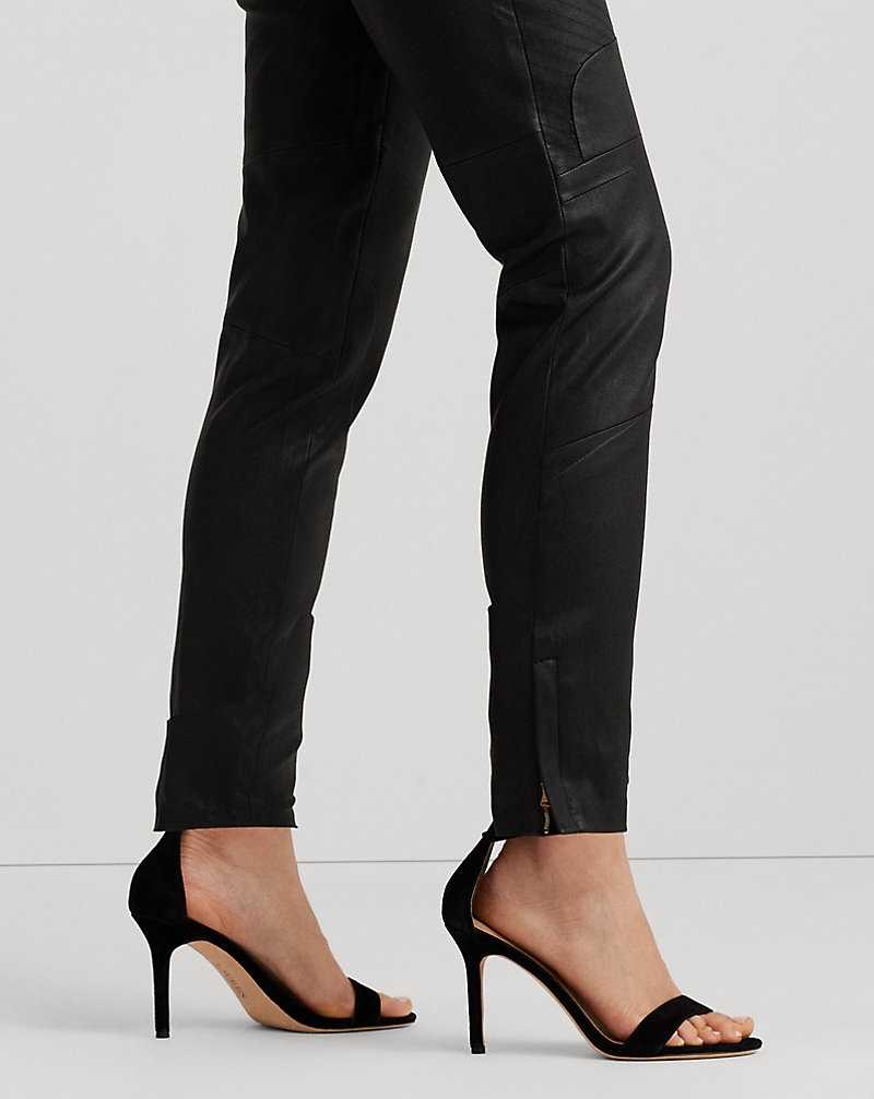 Pantalones Ralph Lauren Stretch Leather Skinny Ankle Mujer Negros | YWJFNLI-91 - vista 5