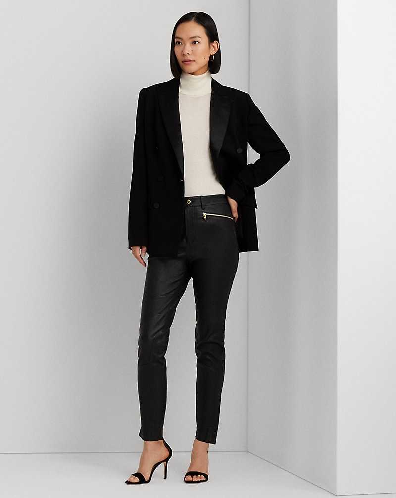 Pantalones Ralph Lauren Stretch Leather Skinny Ankle Mujer Negros | YWJFNLI-91 - vista 1