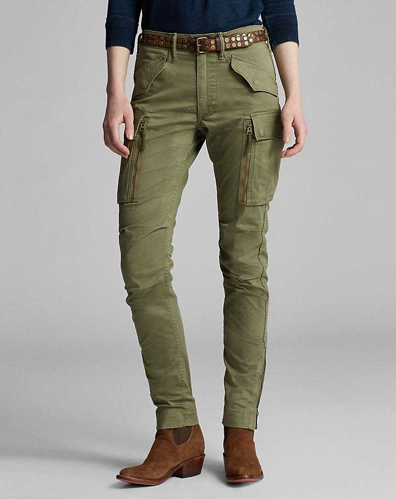 Pantalones Ralph Lauren Stretch Skinny Cargo Mujer Verde Oliva | FBERSGH-17 - vista 3