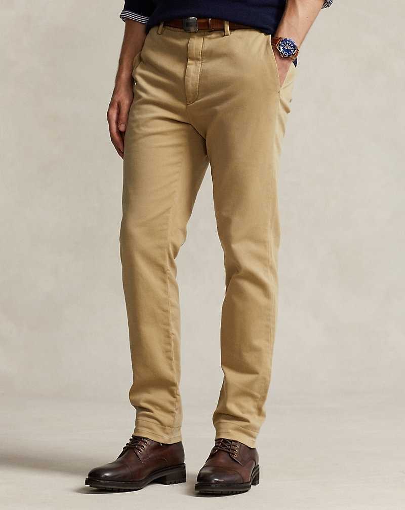 Pantalones Ralph Lauren Stretch Slim Fit Knitlike Chino Hombre Kaki | IOCSQVK-83 - vista 3