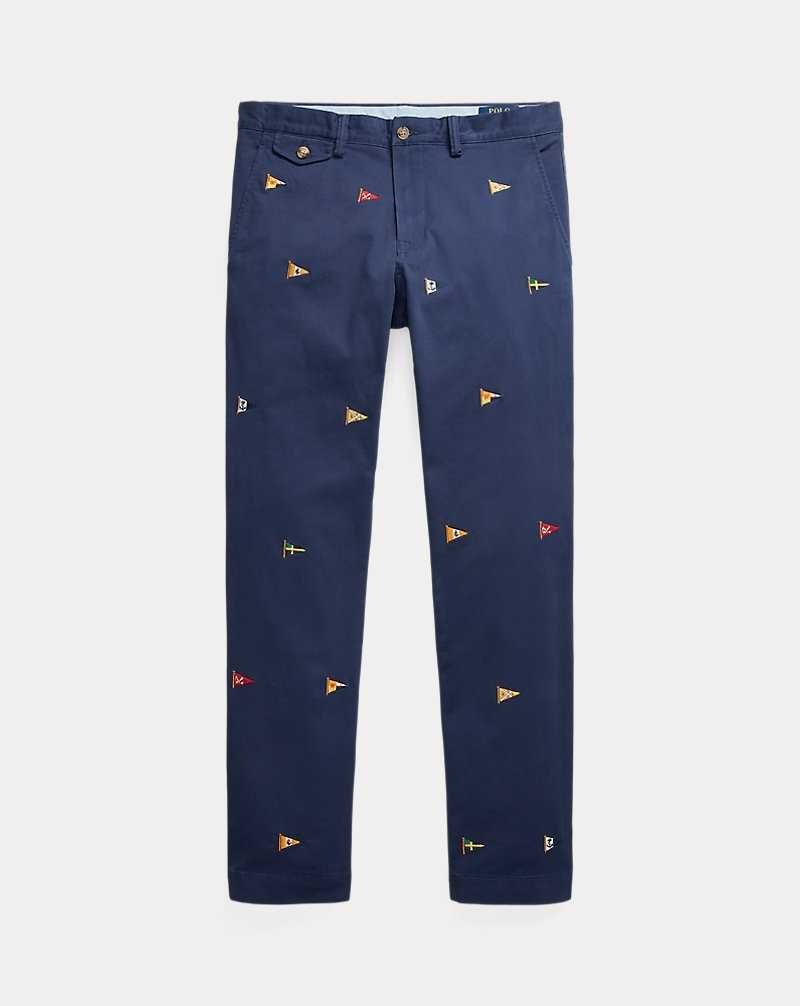 Pantalones Ralph Lauren Stretch Slim Fit Embroidered Chino Hombre Azul Marino | DRXHJUE-78 - vista 2