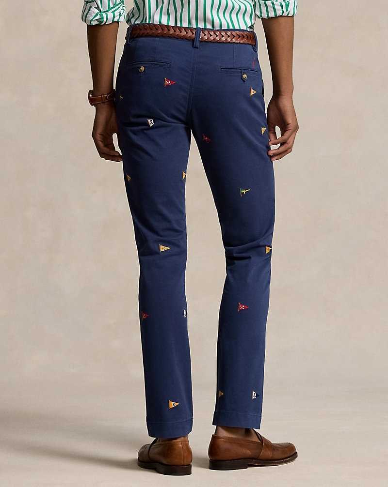 Pantalones Ralph Lauren Stretch Slim Fit Embroidered Chino Hombre Azul Marino | DRXHJUE-78 - vista 4