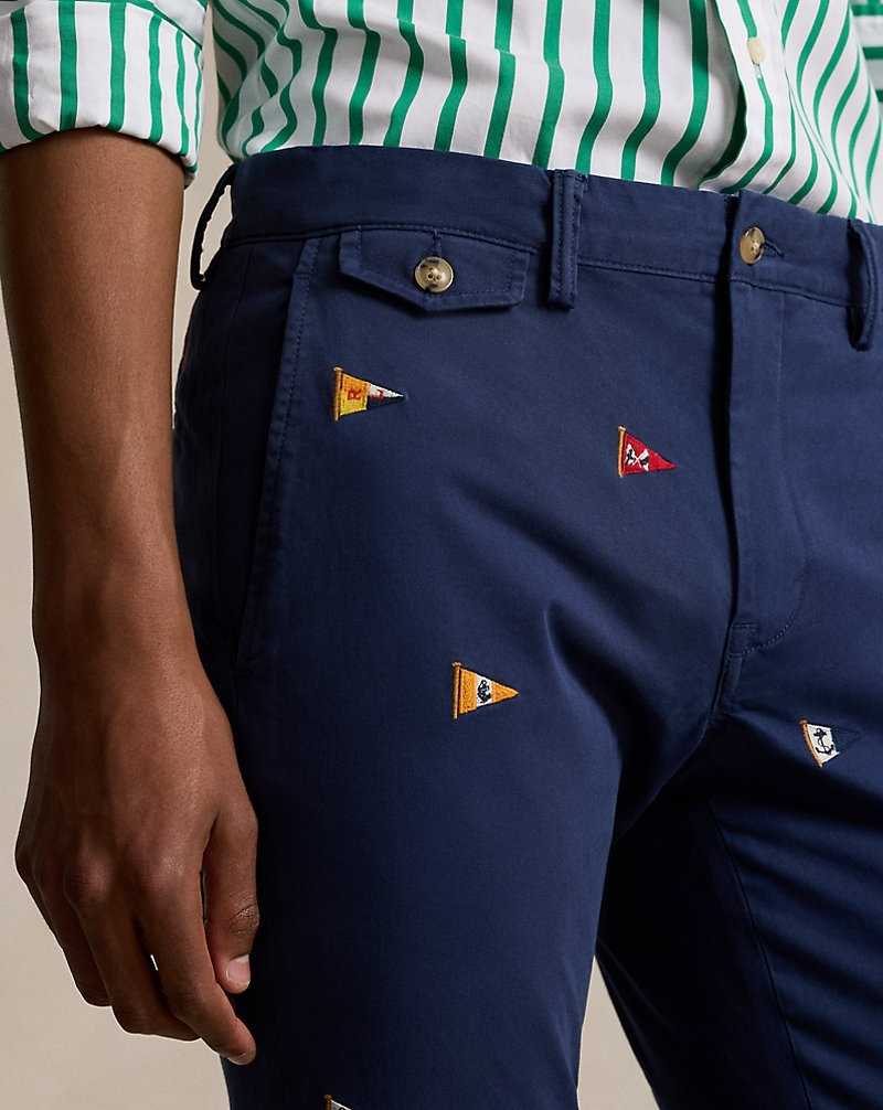 Pantalones Ralph Lauren Stretch Slim Fit Embroidered Chino Hombre Azul Marino | DRXHJUE-78 - vista 5