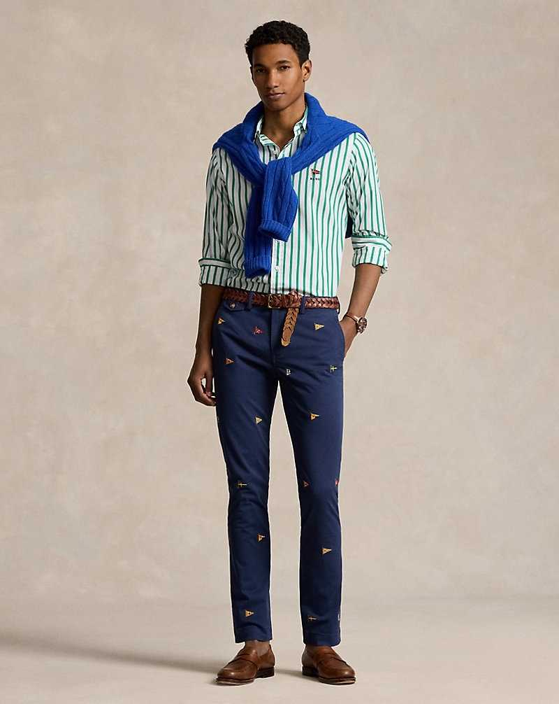 Pantalones Ralph Lauren Stretch Slim Fit Embroidered Chino Hombre Azul Marino | DRXHJUE-78 - vista 1