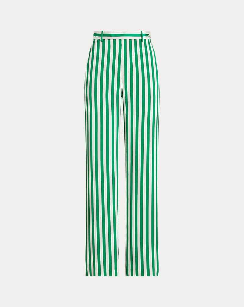 Pantalones Ralph Lauren Striped Silk Wide-Leg Mujer Verdes Rayas | HWDOSPI-04 - vista 2