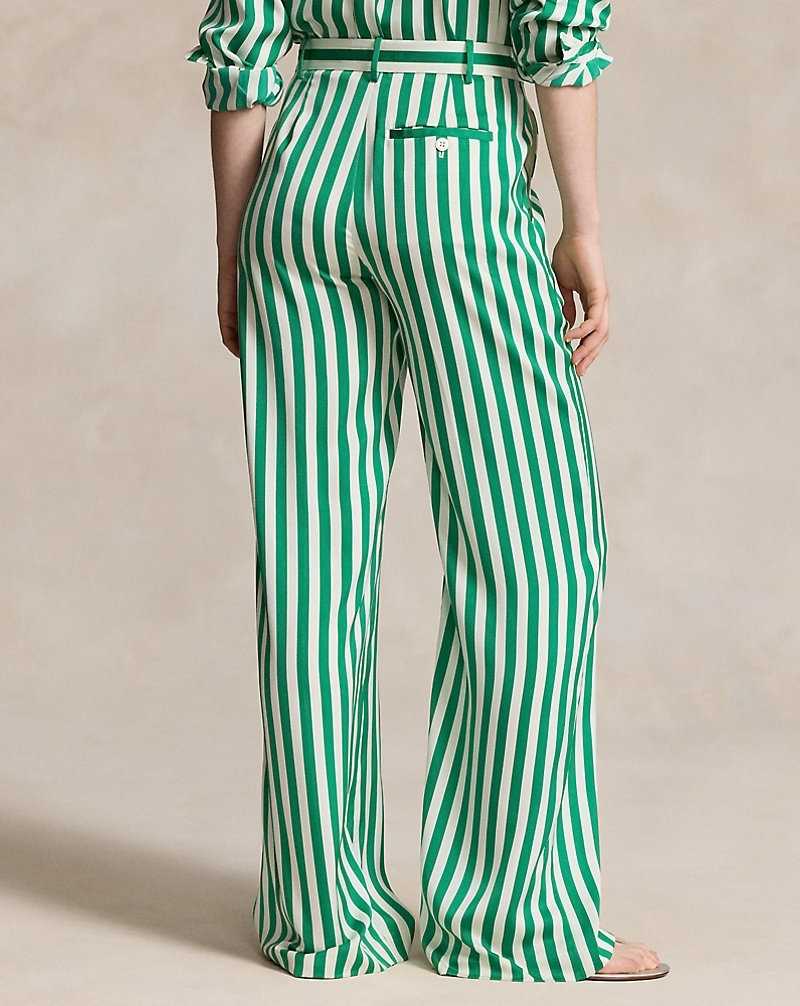 Pantalones Ralph Lauren Striped Silk Wide-Leg Mujer Verdes Rayas | HWDOSPI-04 - vista 4