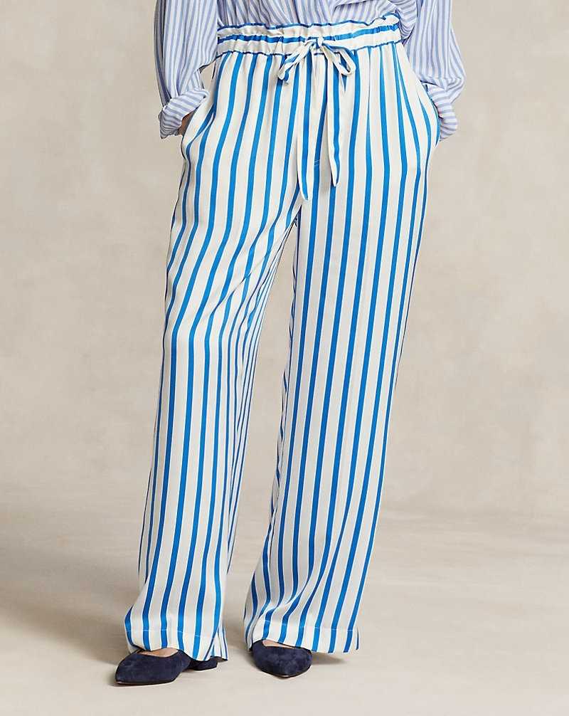 Pantalones Ralph Lauren Striped Silk Wide-Leg Mujer Rayas | DVFCISR-85 - vista 3