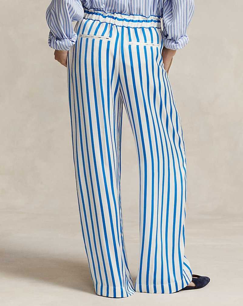 Pantalones Ralph Lauren Striped Silk Wide-Leg Mujer Rayas | DVFCISR-85 - vista 4