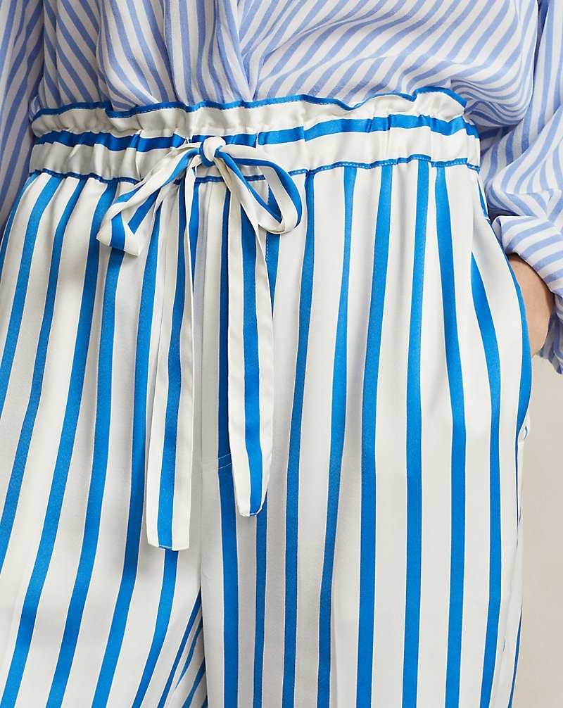 Pantalones Ralph Lauren Striped Silk Wide-Leg Mujer Rayas | DVFCISR-85 - vista 5