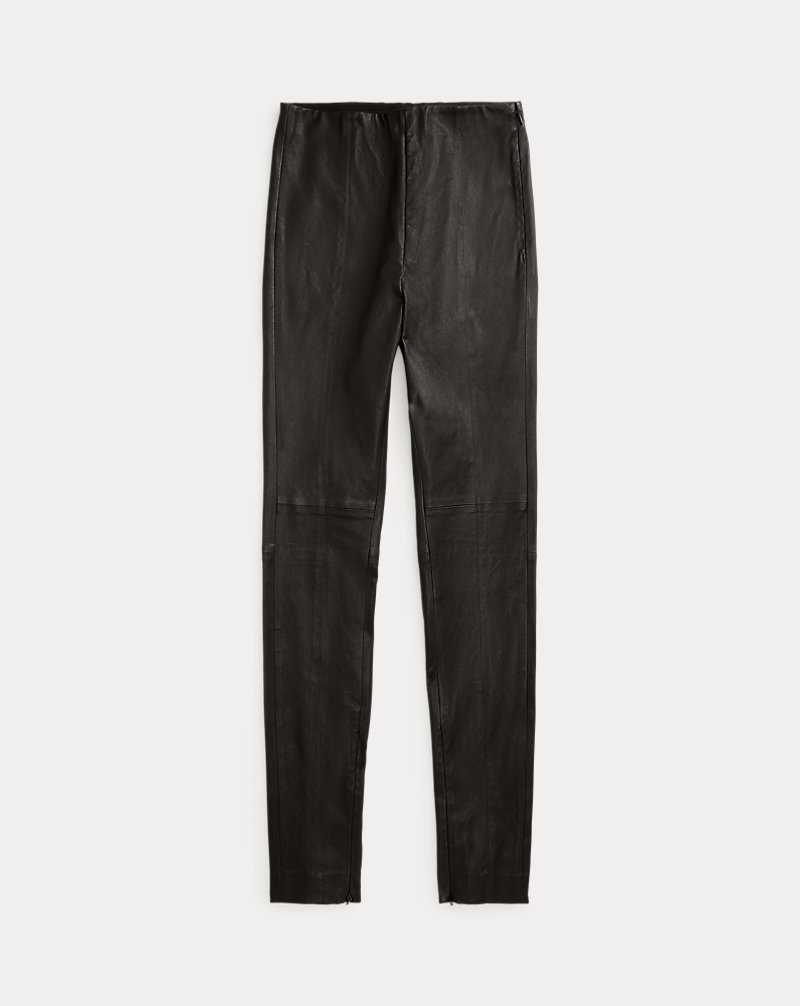 Pantalones Ralph Lauren The Lambskin Side-Zip Mujer Negros | YZDENVR-13 - vista 2