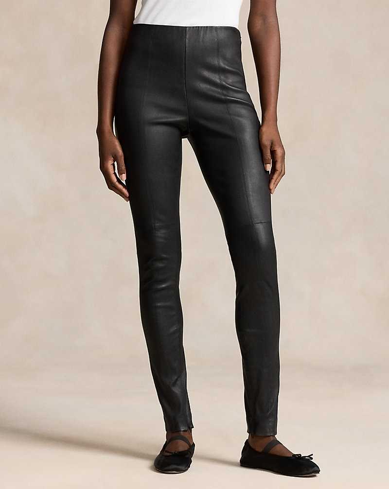 Pantalones Ralph Lauren The Lambskin Side-Zip Mujer Negros | YZDENVR-13 - vista 3