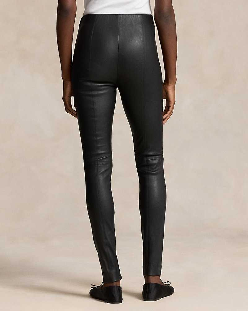 Pantalones Ralph Lauren The Lambskin Side-Zip Mujer Negros | YZDENVR-13 - vista 4