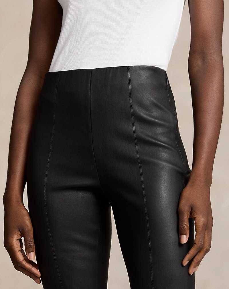 Pantalones Ralph Lauren The Lambskin Side-Zip Mujer Negros | YZDENVR-13 - vista 5