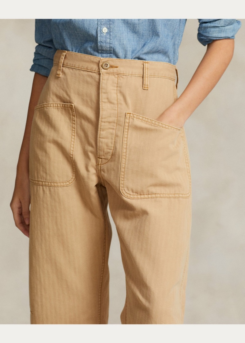 Pantalones Twill Curved Tapered Pant Mujer Kaki | PNAC08152 - vista 4