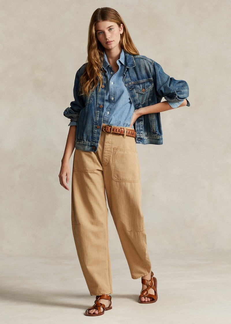 Pantalones Twill Curved Tapered Pant Mujer Kaki | PNAC08152 - vista 1