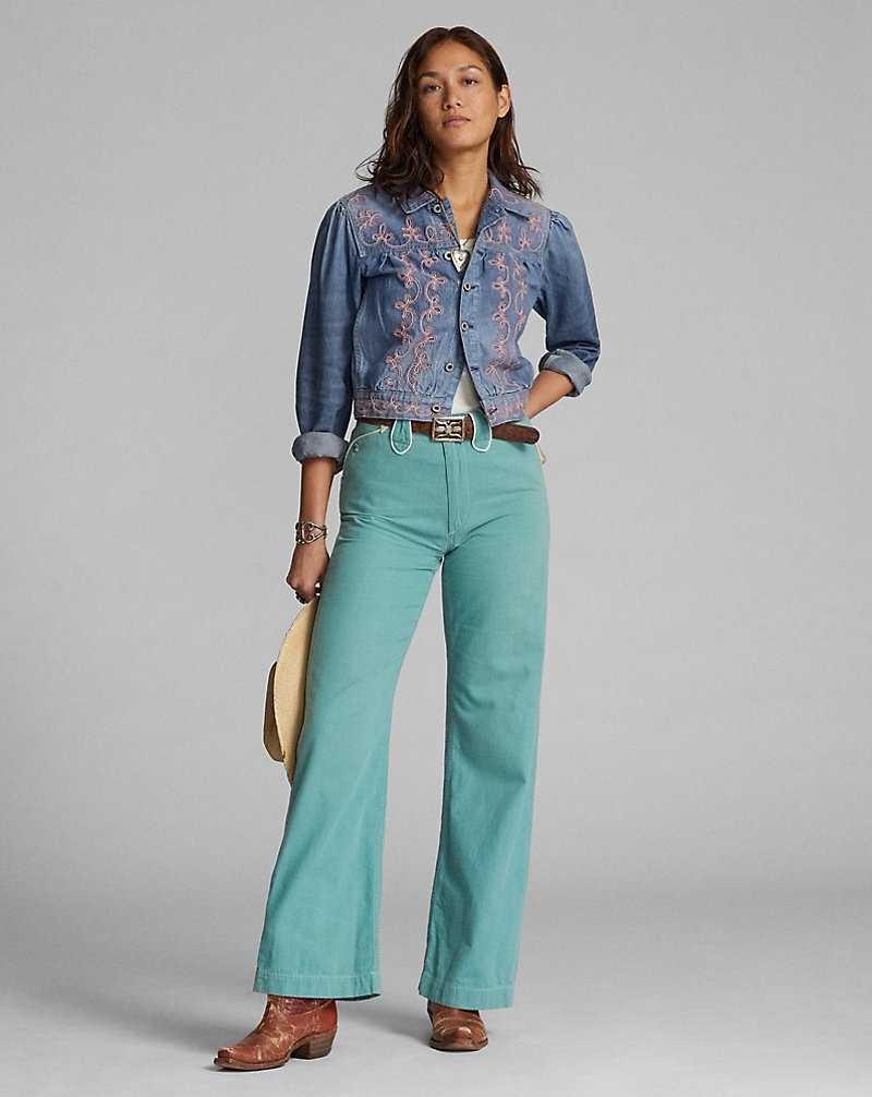 Pantalones Ralph Lauren Twill Western Mujer Turquoise/Cream | LPJVRUO-14 - vista 2