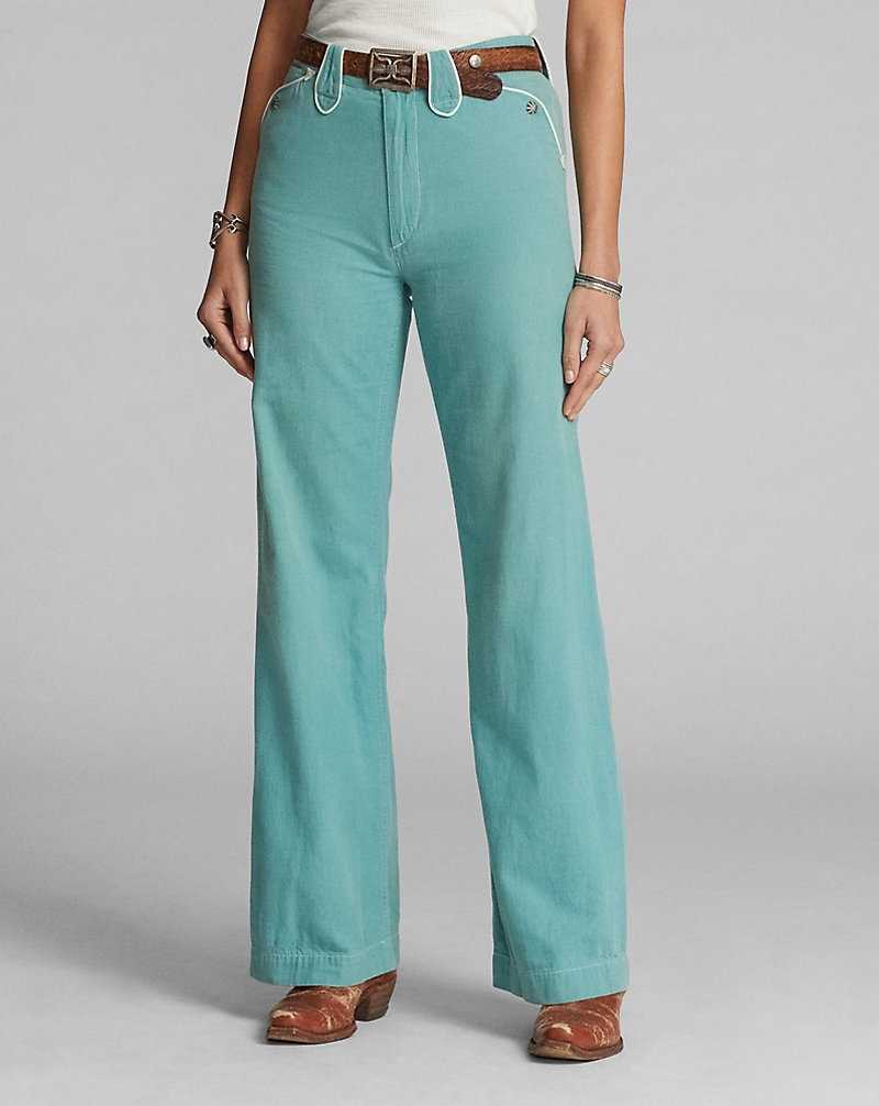 Pantalones Ralph Lauren Twill Western Mujer Turquoise/Cream | LPJVRUO-14 - vista 3