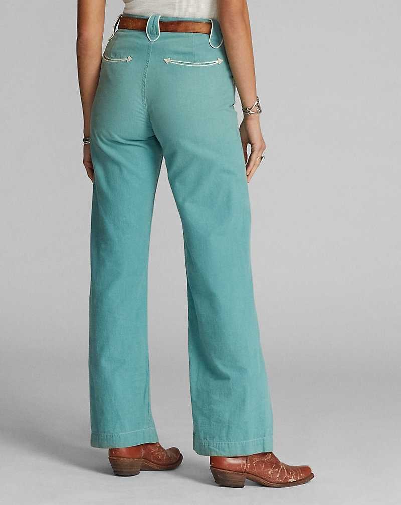 Pantalones Ralph Lauren Twill Western Mujer Turquoise/Cream | LPJVRUO-14 - vista 4